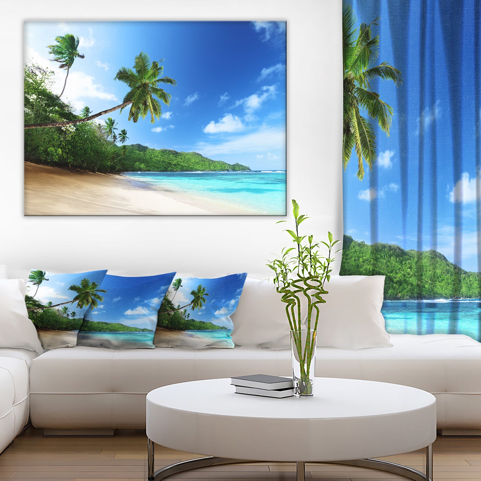 Sunset Beach with Palm - Landscape Photography Canvas Print