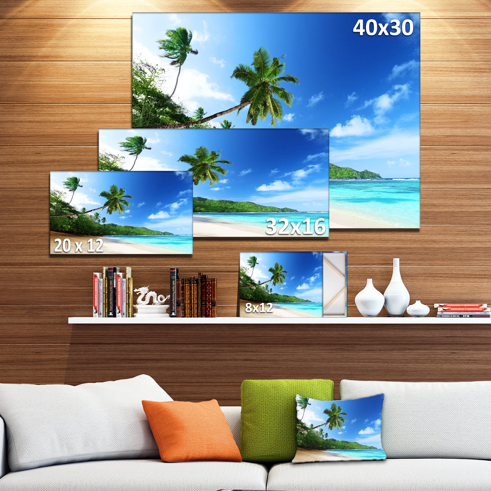 Sunset Beach with Palm - Landscape Photography Canvas Print