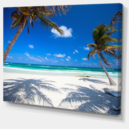 Coconut Palms at Beach - Photo Landscape Canvas Art Print