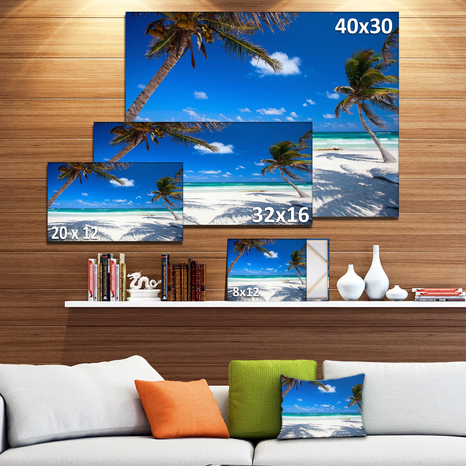 Coconut Palms at Beach - Photo Landscape Canvas Art Print