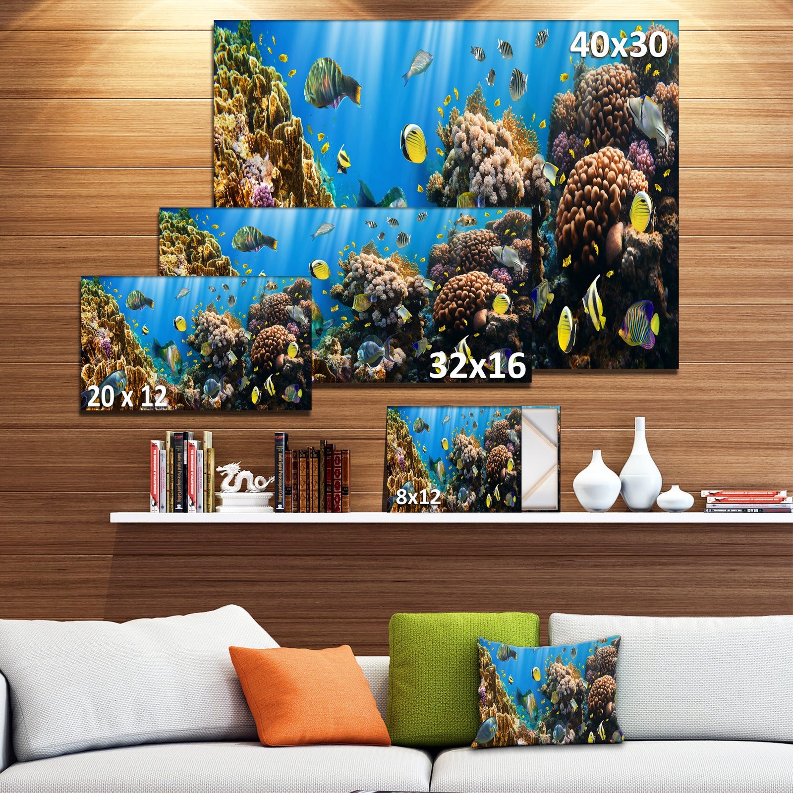 Coral Colony Panorama - Photography Canvas Art Print