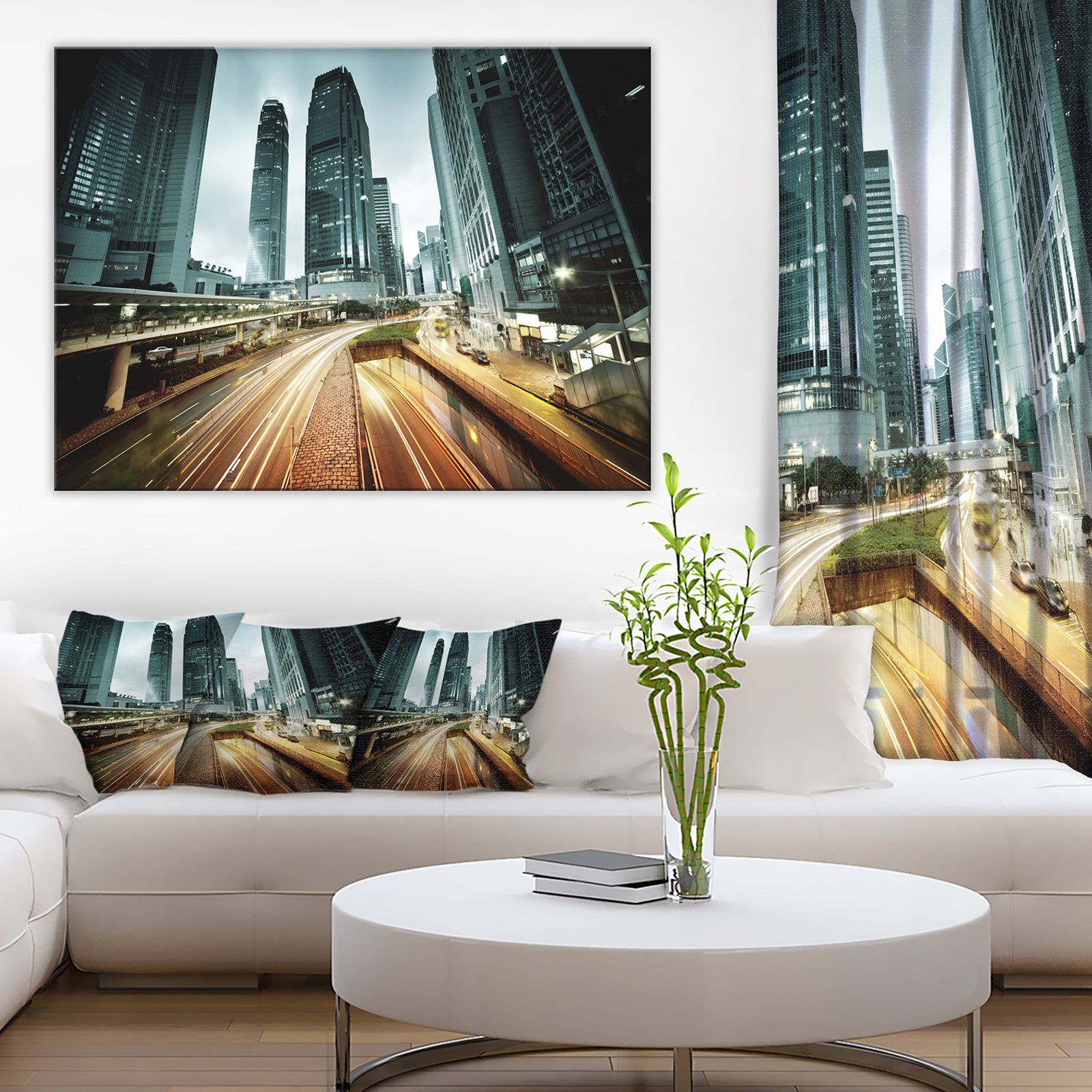 Traffic in Hong Kong at Sunset - Cityscape Photo Canvas Print