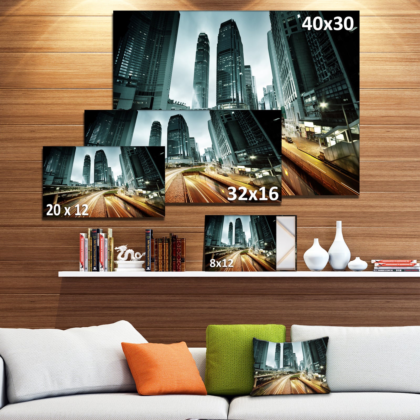 Traffic in Hong Kong at Sunset - Cityscape Photo Canvas Print