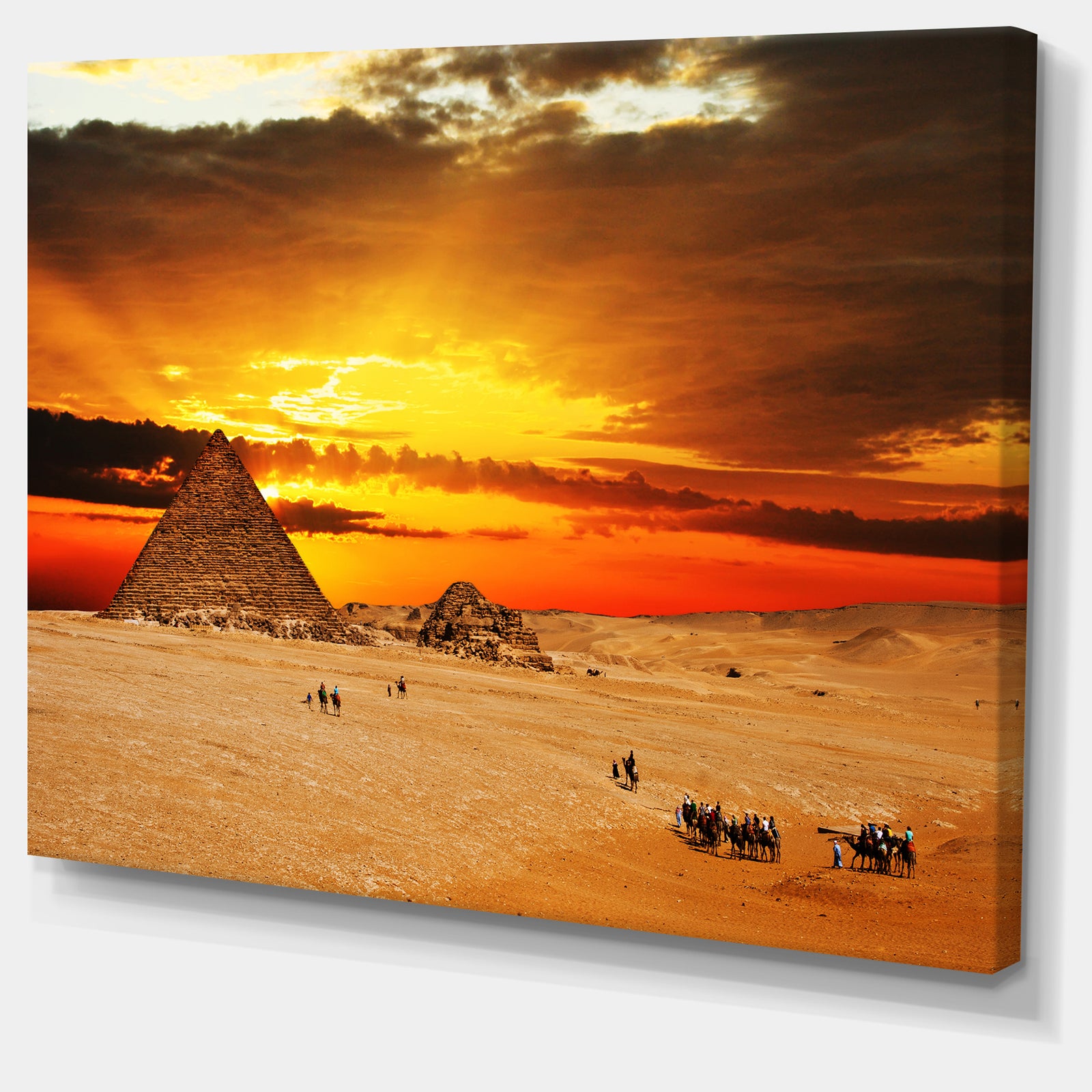 Camel Caravan at Sunset - Landscape Photo Canvas Print