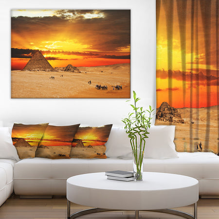 Camel Caravan at Sunset - Landscape Photo Canvas Print