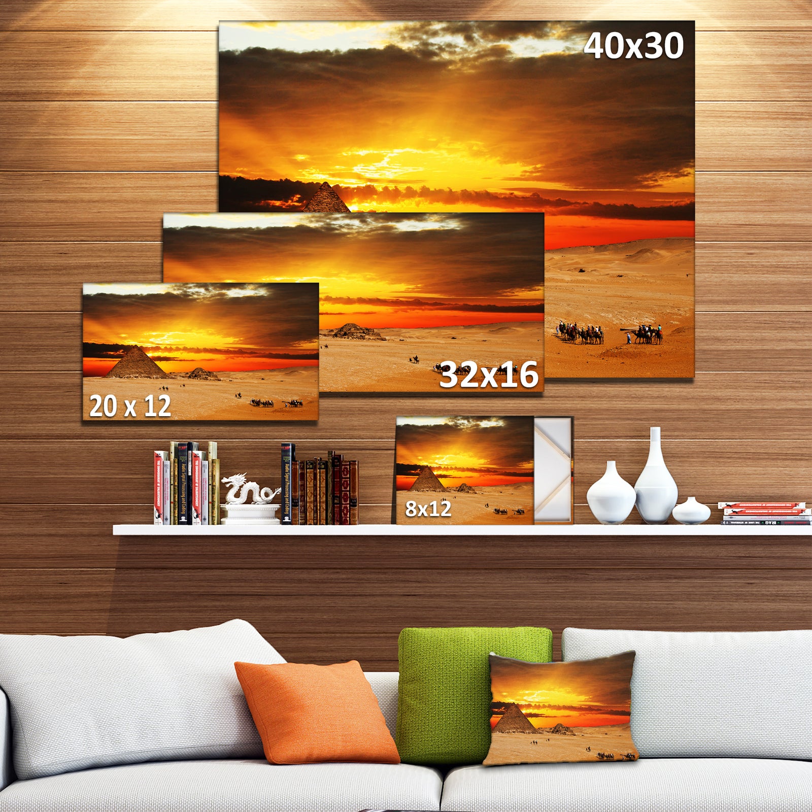 Camel Caravan at Sunset - Landscape Photo Canvas Print