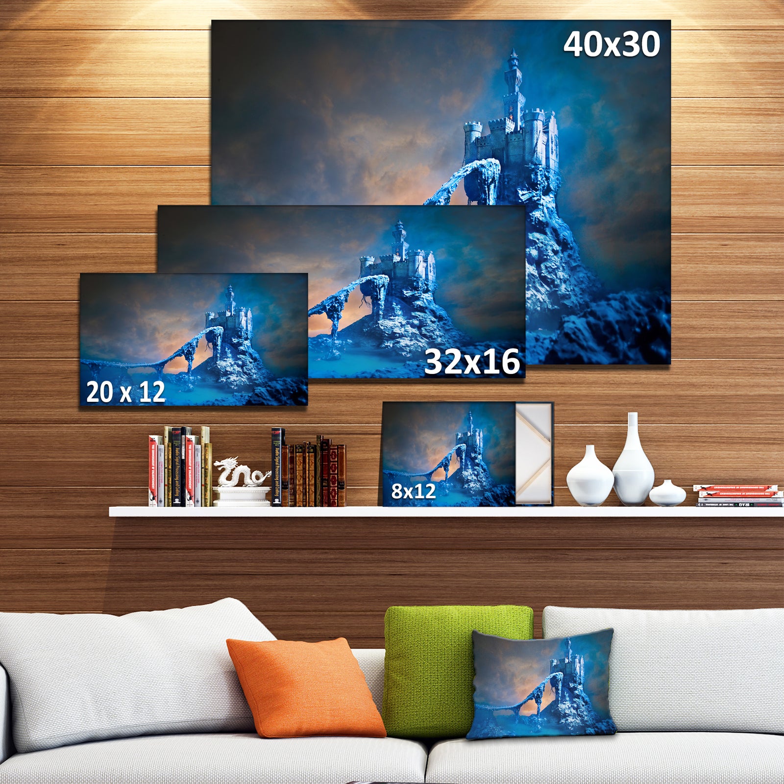 Old Blue Castle Contemporary Canvas Art Print