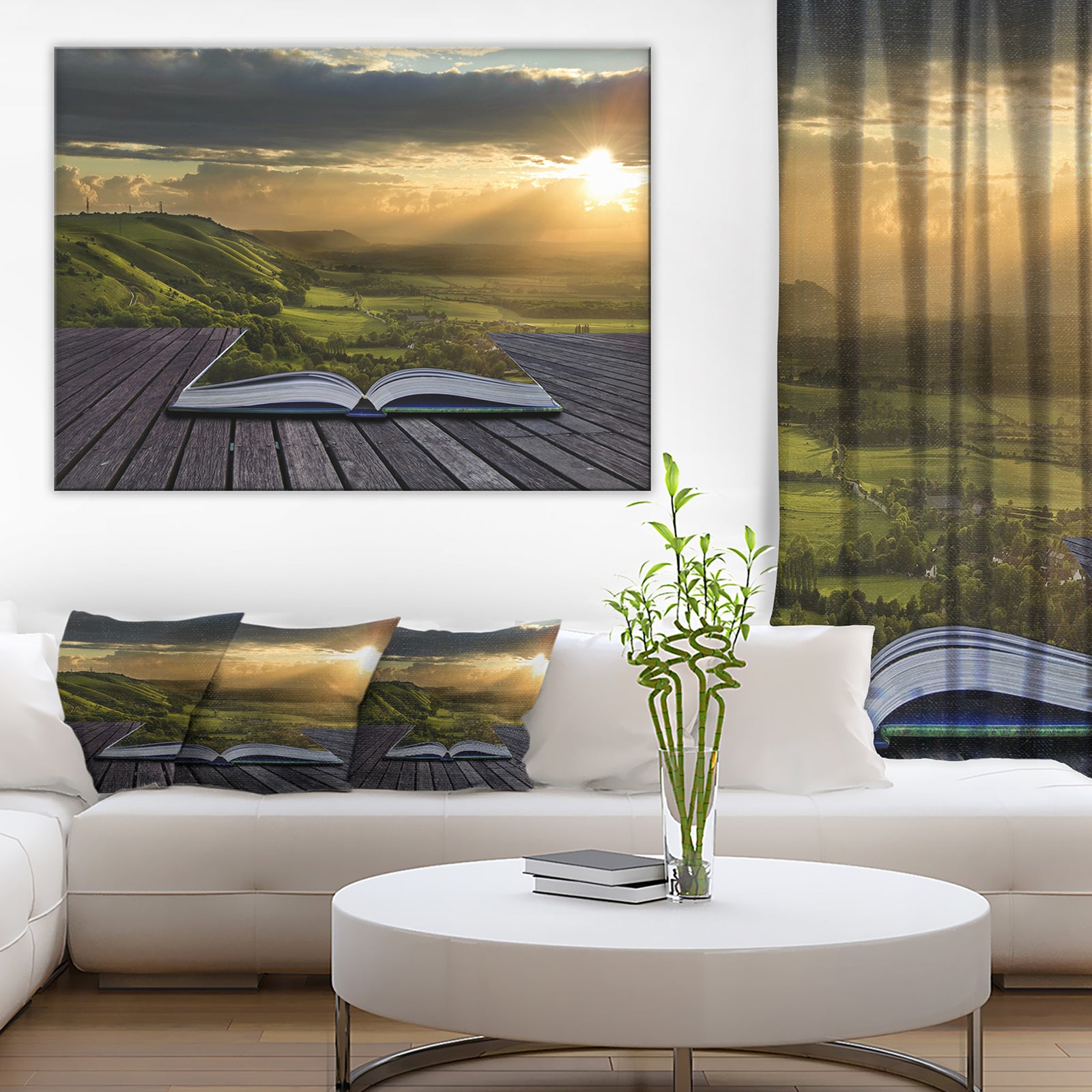 Open Book to Green Valley Digital Art- Landscape Canvas Print