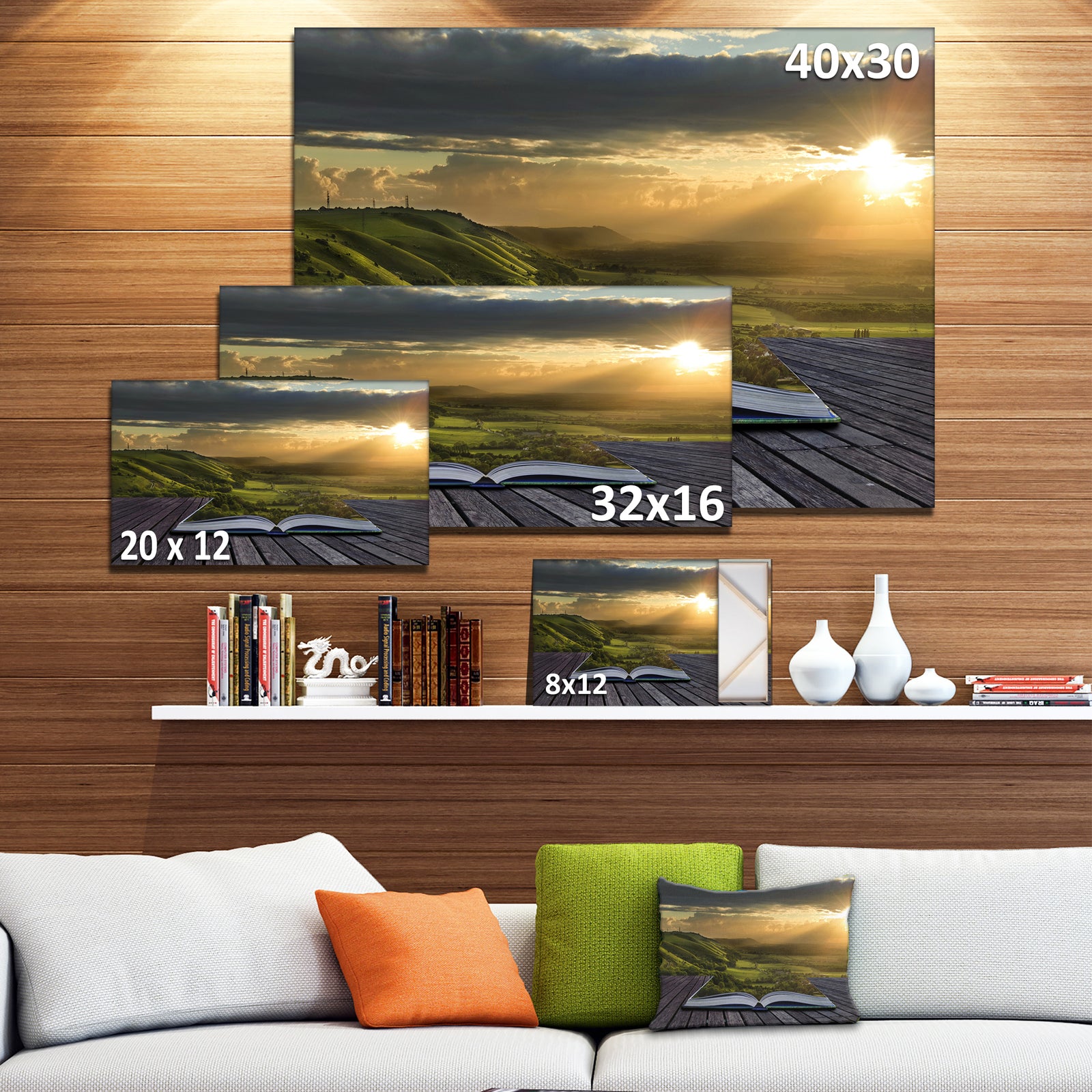 Open Book to Green Valley Digital Art- Landscape Canvas Print