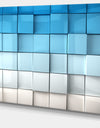 Blue and White Mosaic Cubes - Contemporary Artwork