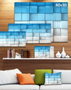 Blue and White Mosaic Cubes - Contemporary Artwork