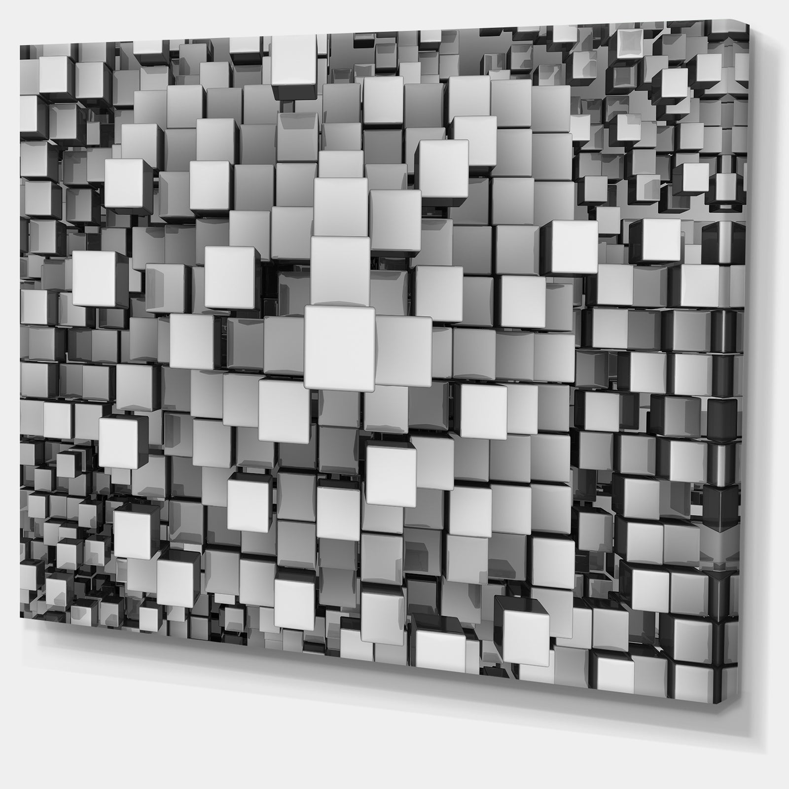 Black and Grey Cubes - Contemporary Canvas Art Print