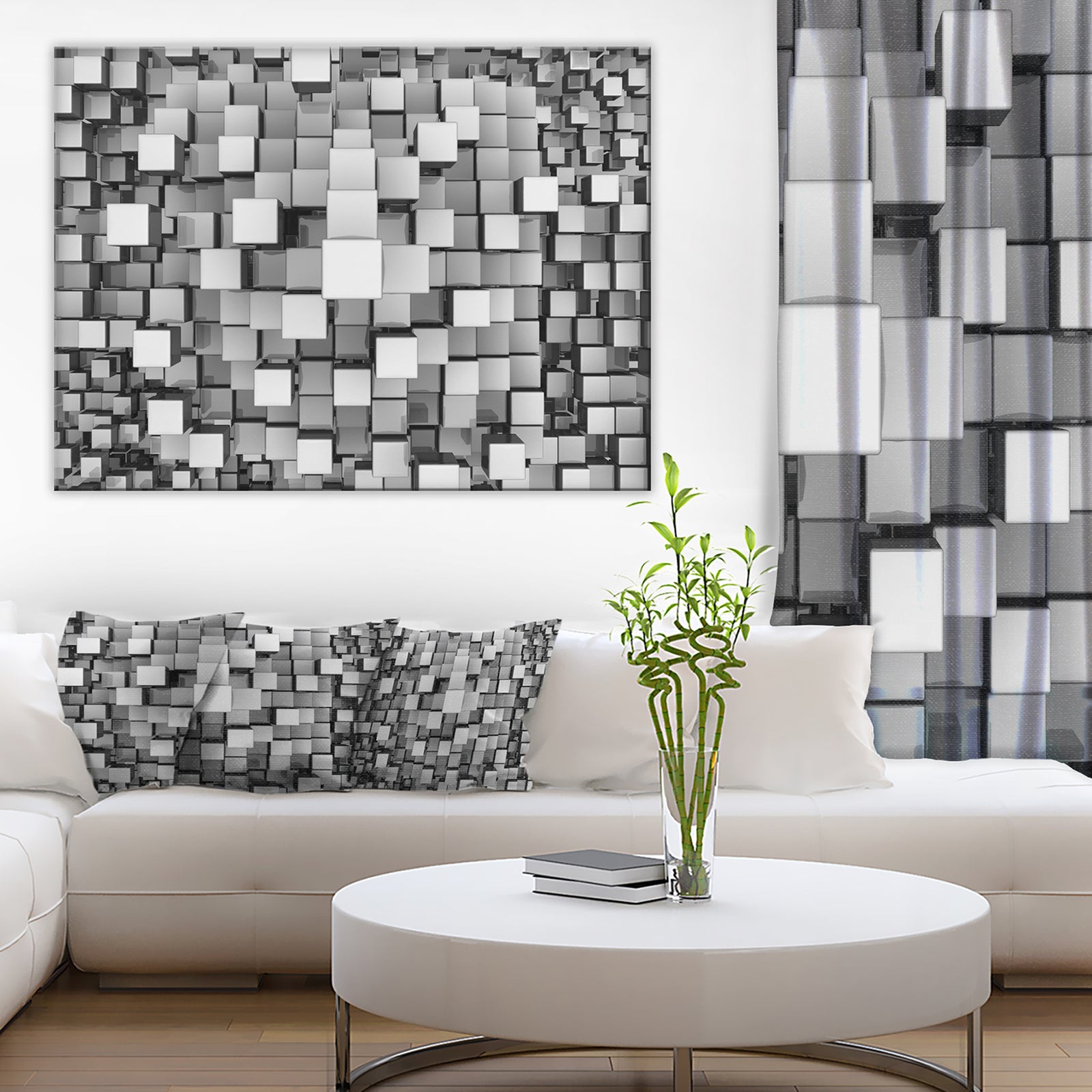 Black and Grey Cubes - Contemporary Canvas Art Print