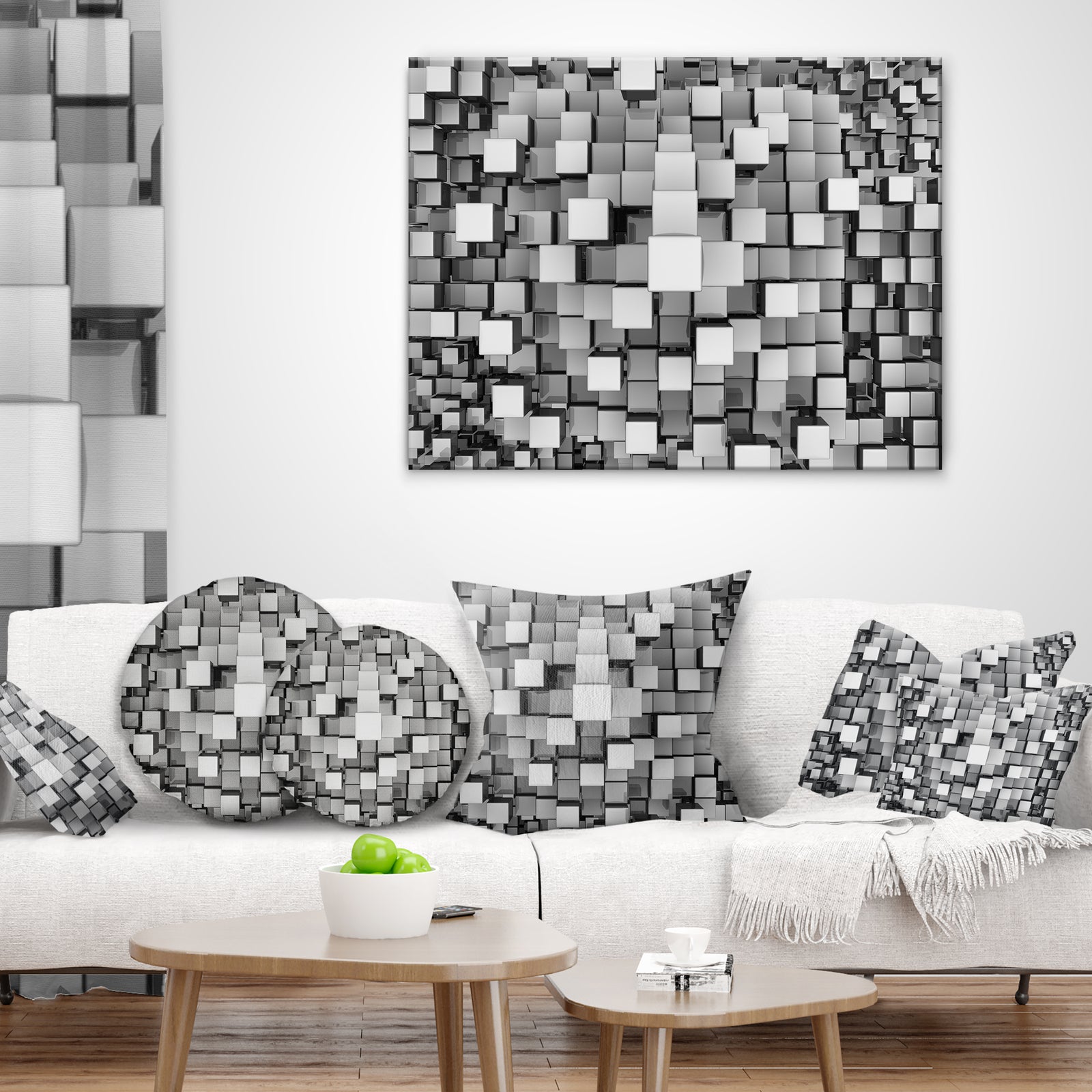 Black and Grey Cubes - Contemporary Canvas Art Print