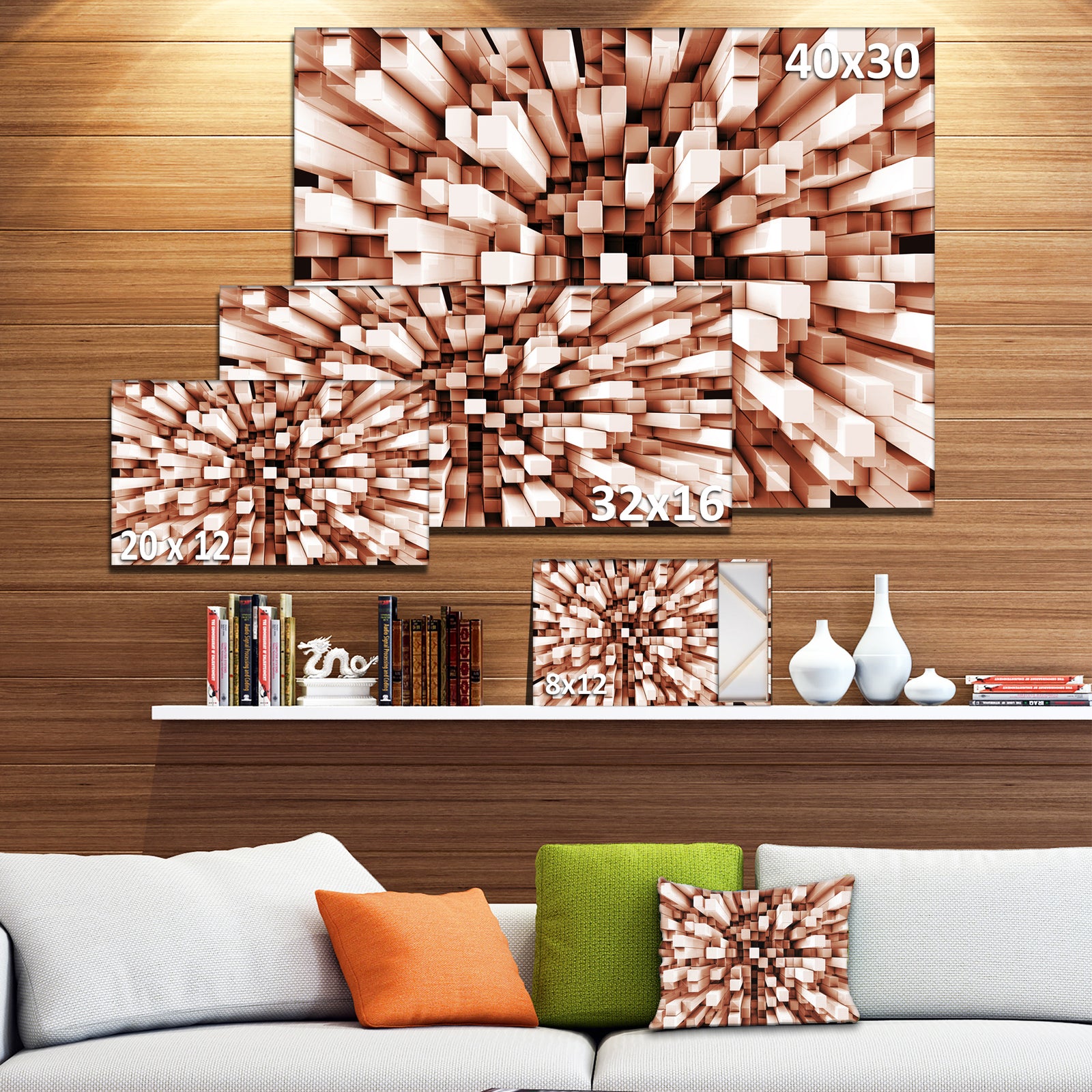 Reflective Checkered Cube - Contemporary Art Print