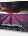 Book Open to Lavender Field Floral Canvas Art Print