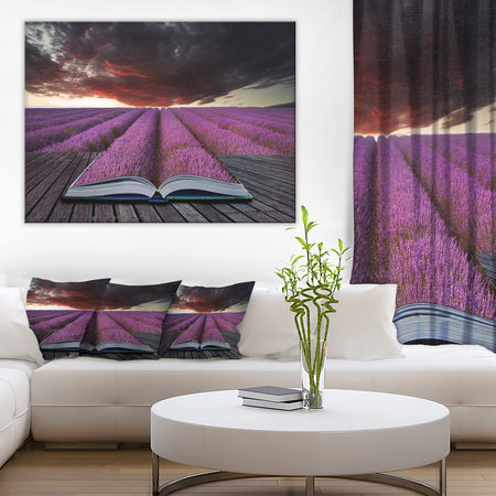 Book Open to Lavender Field Floral Canvas Art Print
