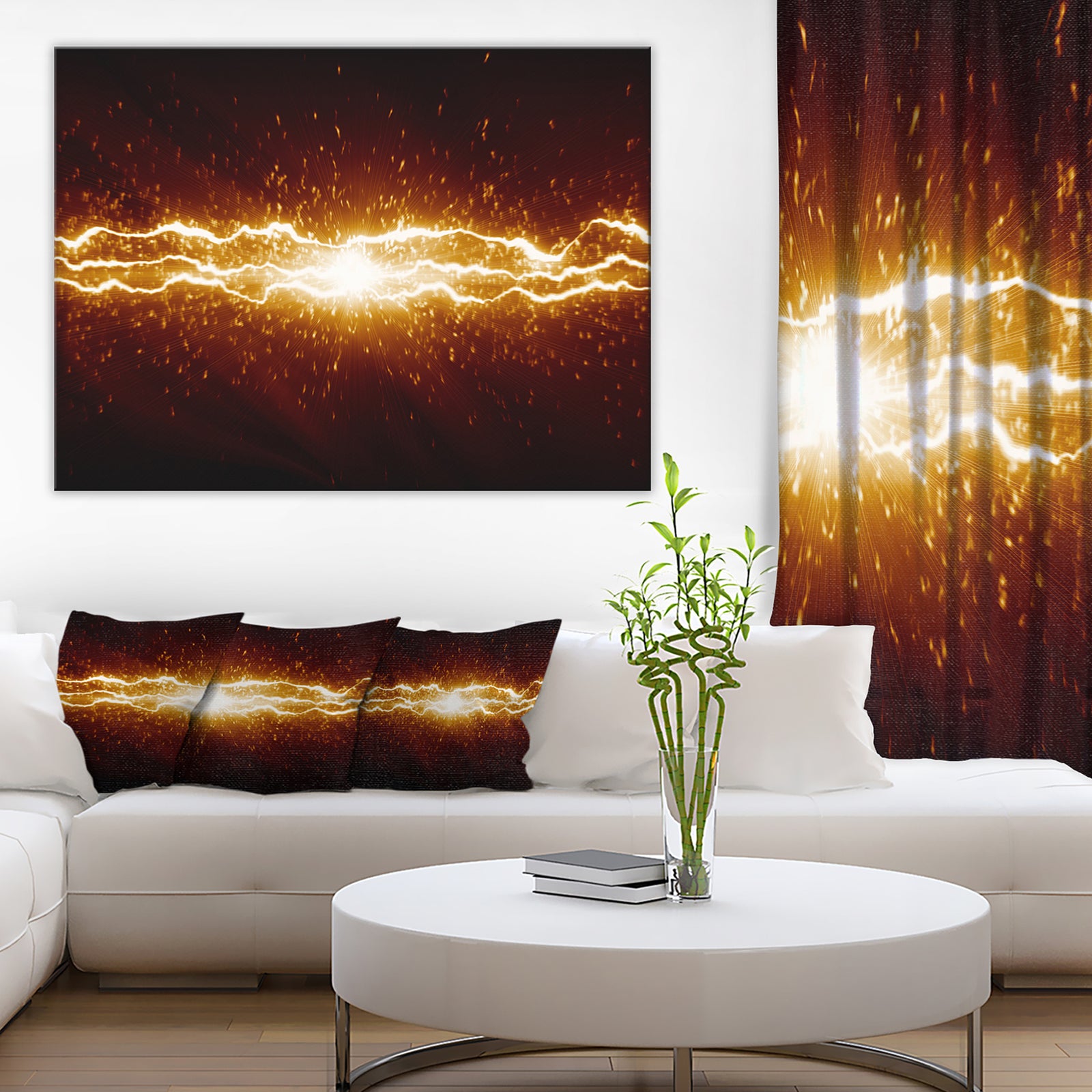 Lightning on Dark Sky - Contemporary Canvas Art Print