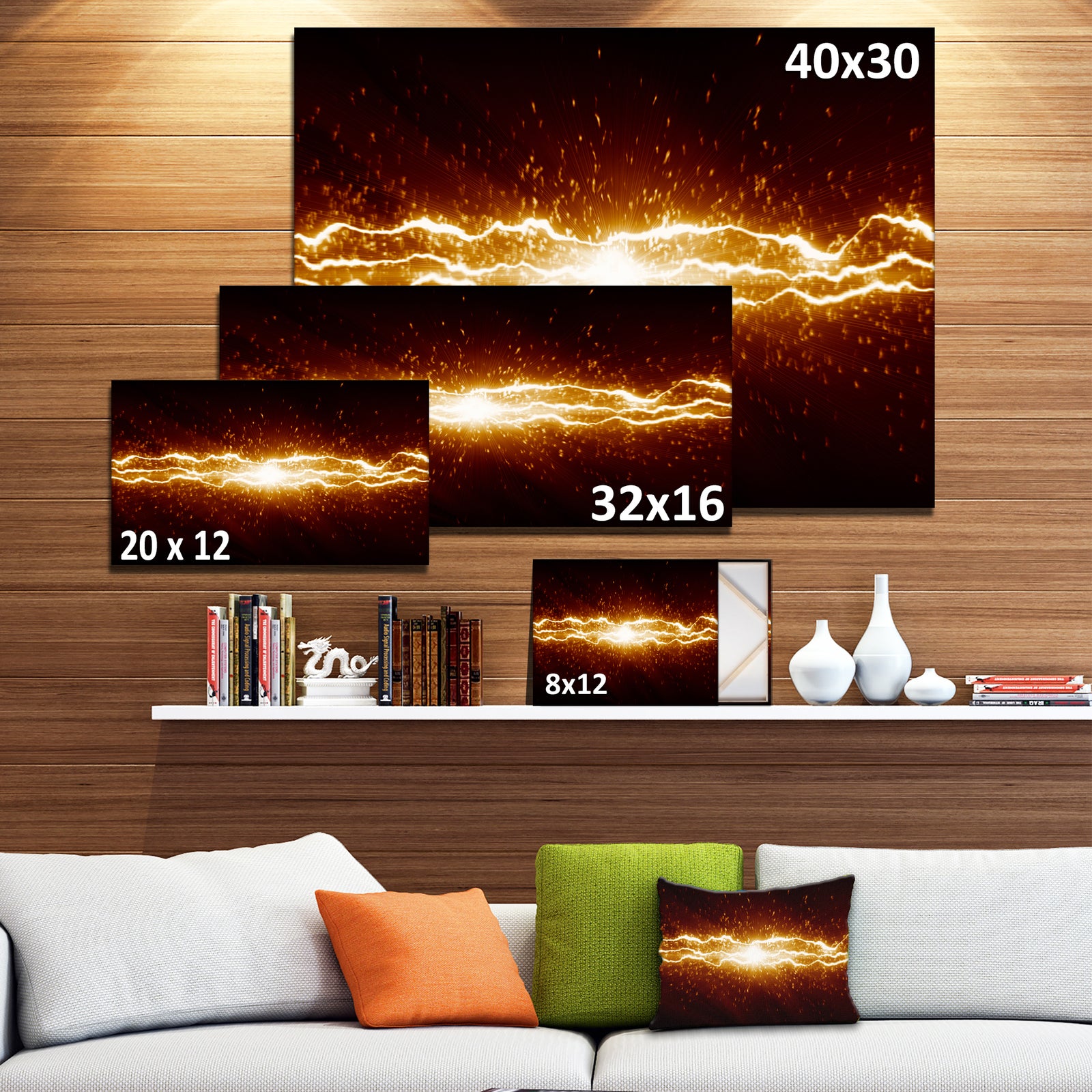 Lightning on Dark Sky - Contemporary Canvas Art Print