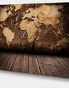 Vintage Map with Wooden Floor - Contemporary Canvas Art Print