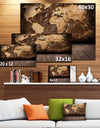 Vintage Map with Wooden Floor - Contemporary Canvas Art Print