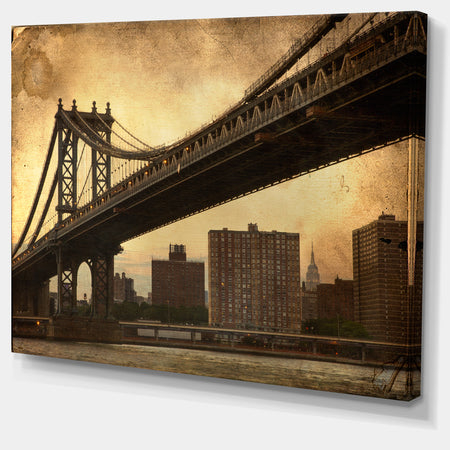 Dark Manhattan Bridge - Photo Canvas Art Print