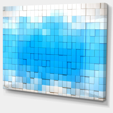 3D Blue Cubes - Contemporary Art Canvas Print