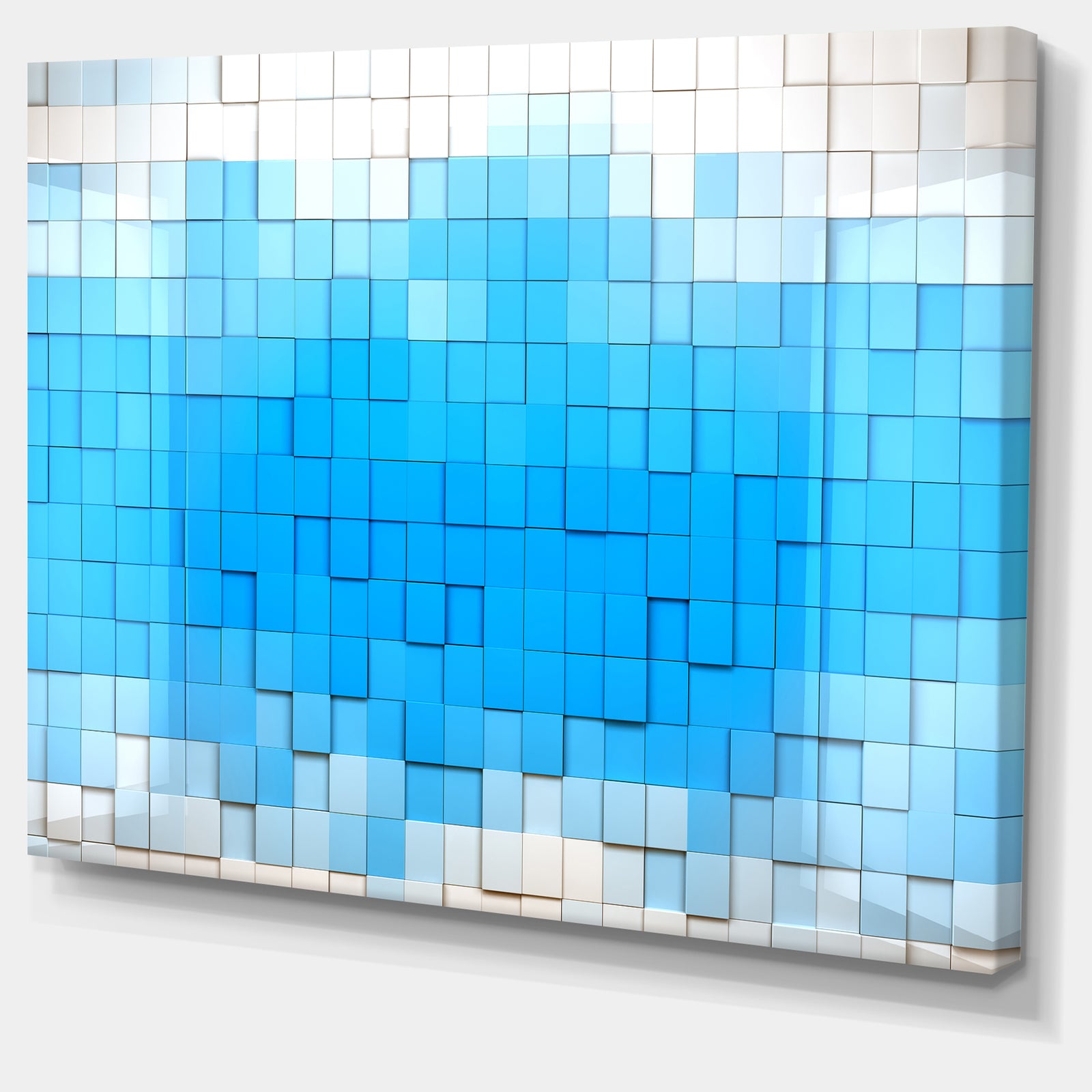 3D Blue Cubes - Contemporary Art Canvas Print