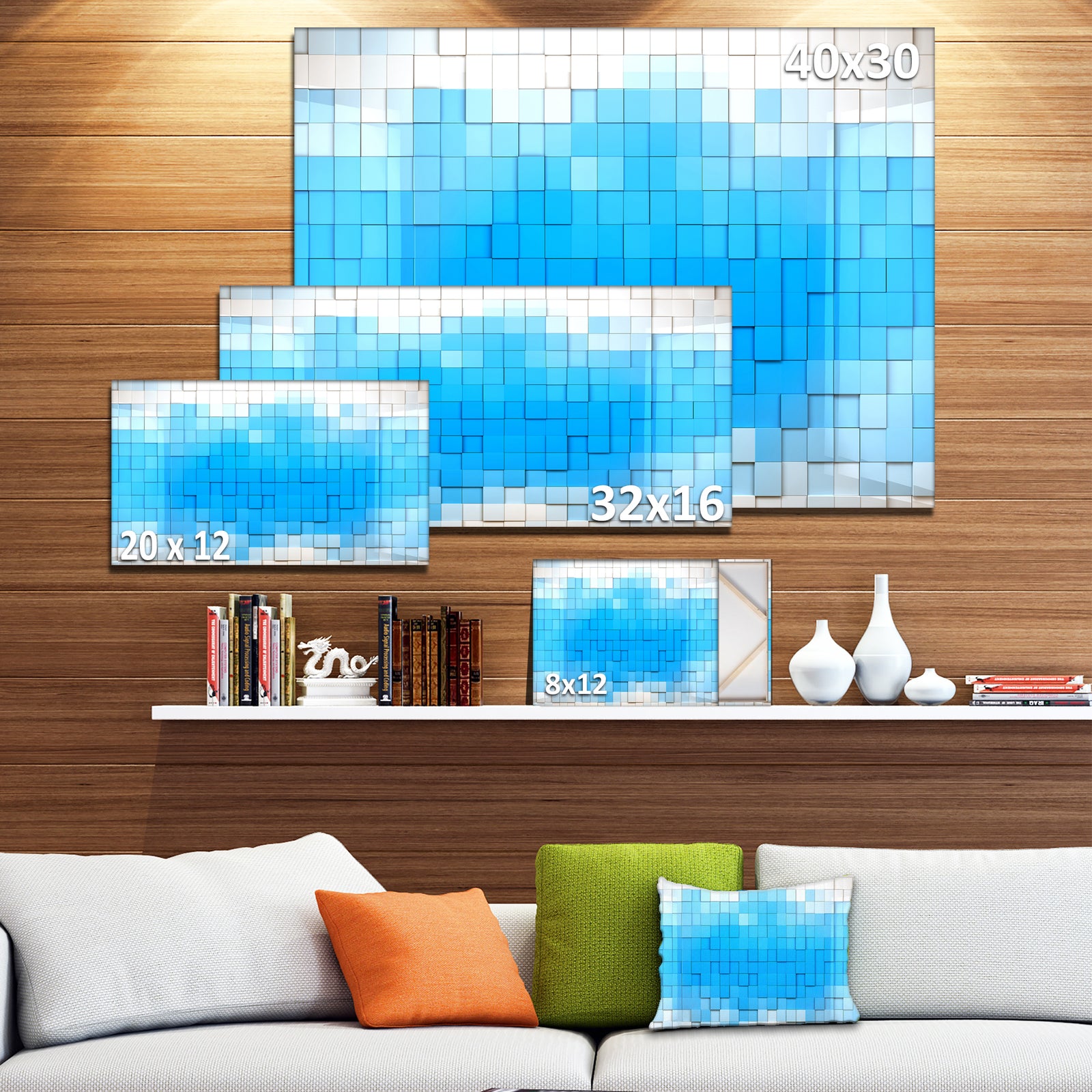 3D Blue Cubes - Contemporary Art Canvas Print