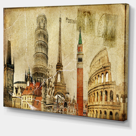 Vintage Postal Card - Contemporary Canvas Art Print
