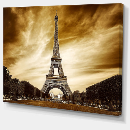 Eiffel Tower in Grey Shade - Landscape Photo Canvas Print