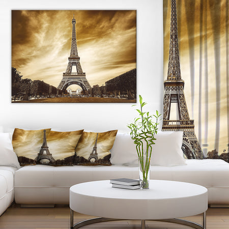 Eiffel Tower in Grey Shade - Landscape Photo Canvas Print