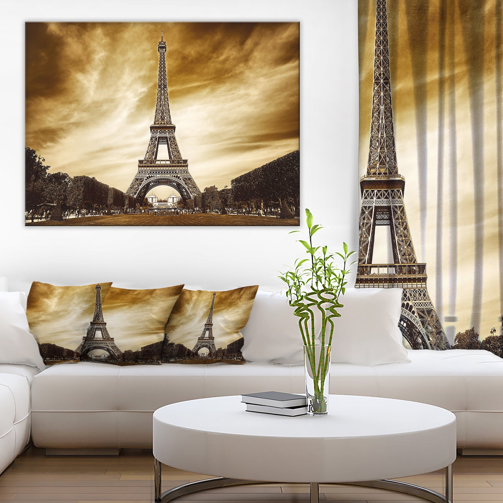 Eiffel Tower in Grey Shade - Landscape Photo Canvas Print
