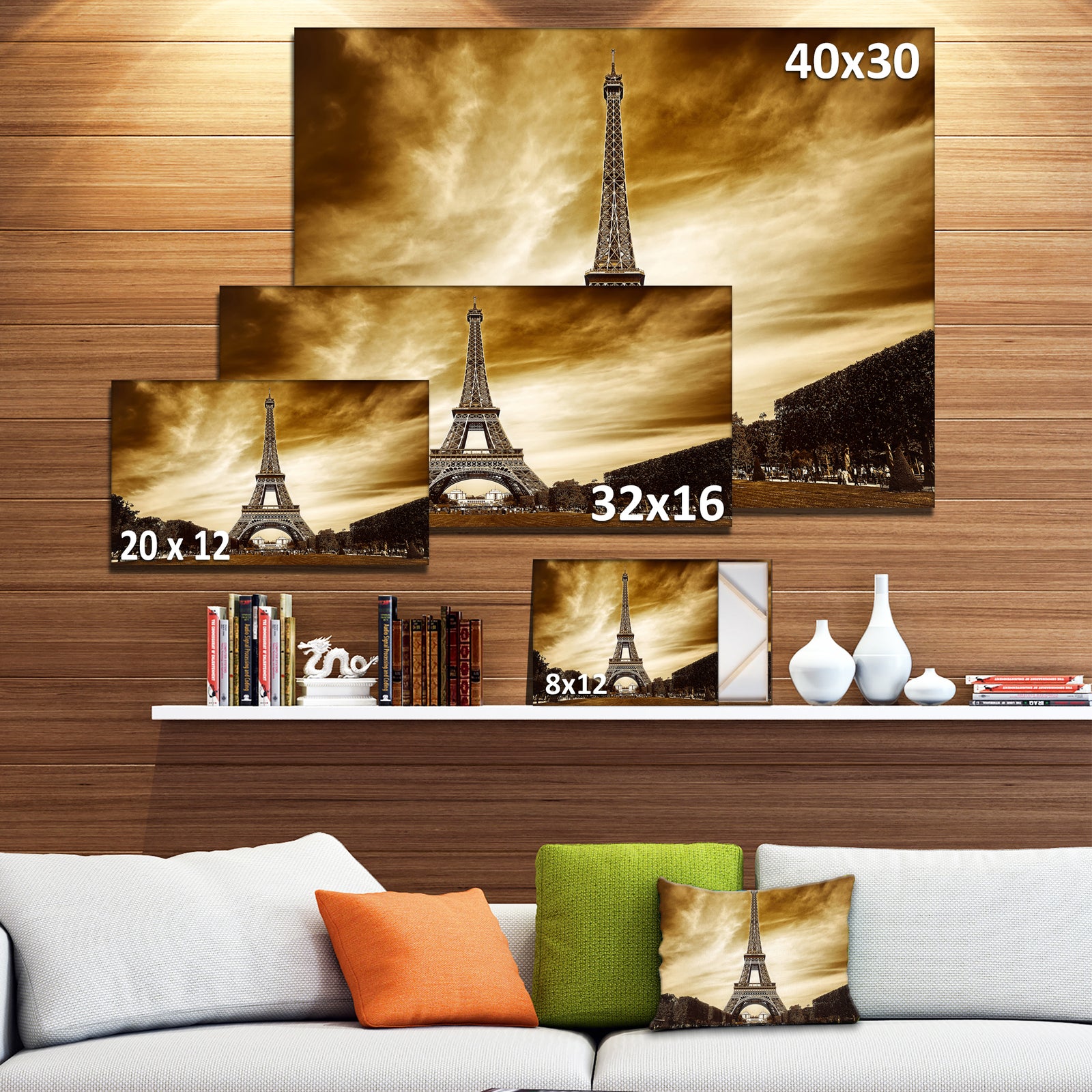 Eiffel Tower in Grey Shade - Landscape Photo Canvas Print