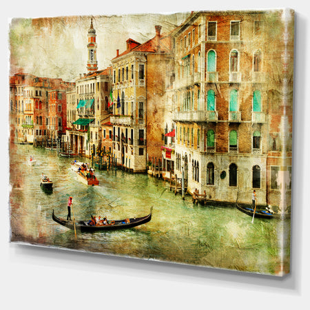 Vintage Venice - Digital Art Landscape Canvas Print