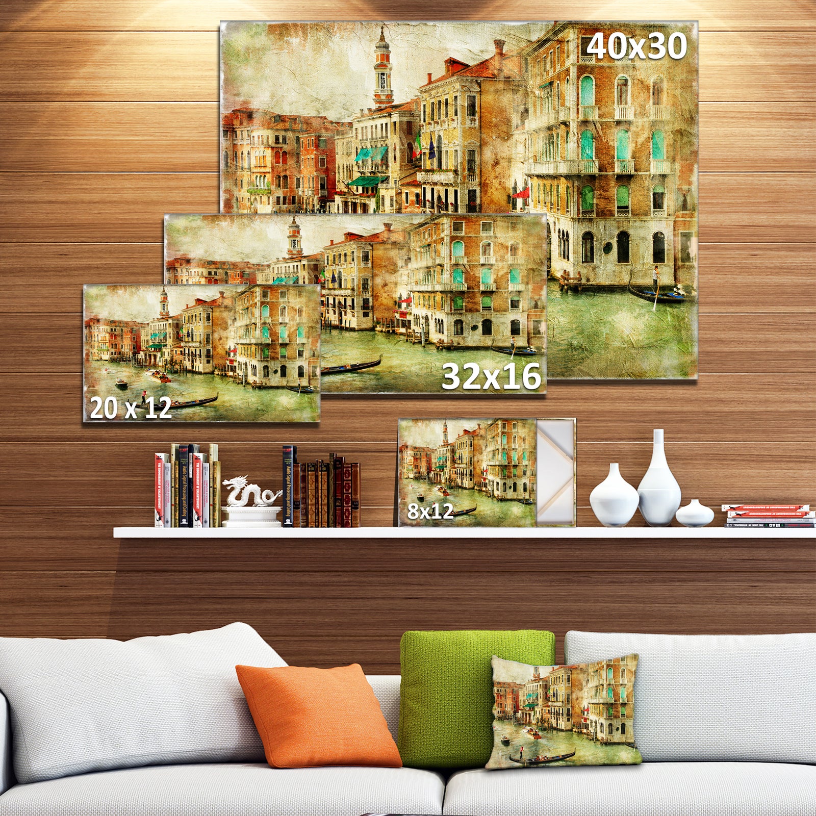 Vintage Venice - Digital Art Landscape Canvas Print