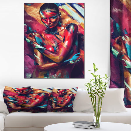 Girl in Paint - Portrait Contemporary Canvas Art Print