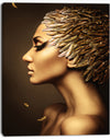 Woman with Gold Feather Hat - Contemporary Canvas Art Print