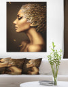 Woman with Gold Feather Hat - Contemporary Canvas Art Print