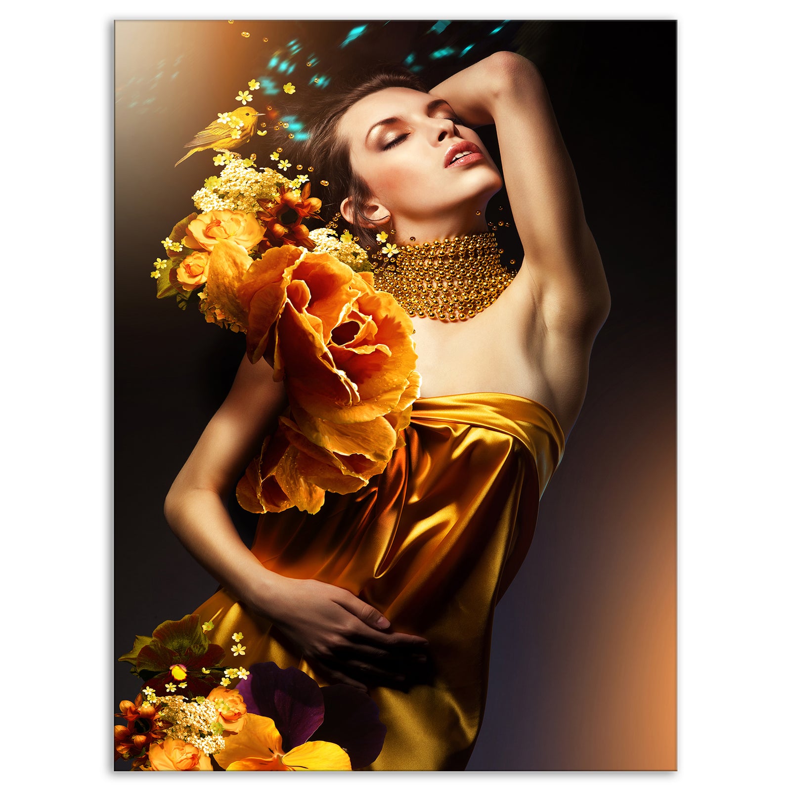 Woman in Yellow Dress - Digital Art Portrait Canvas Print