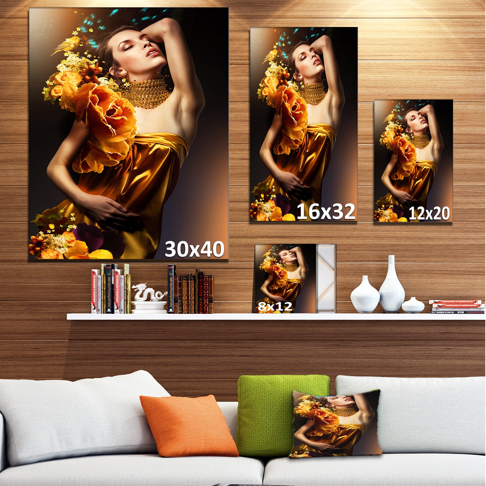 Woman in Yellow Dress - Digital Art Portrait Canvas Print