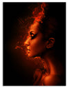 Burning Woman Head - Portrait Contemporary Canvas Art Print