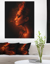 Burning Woman Head - Portrait Contemporary Canvas Art Print