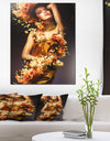 Sensual Woman in Flower Robes - Portrait Digital Canvas Print