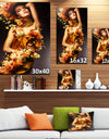 Sensual Woman in Flower Robes - Portrait Digital Canvas Print