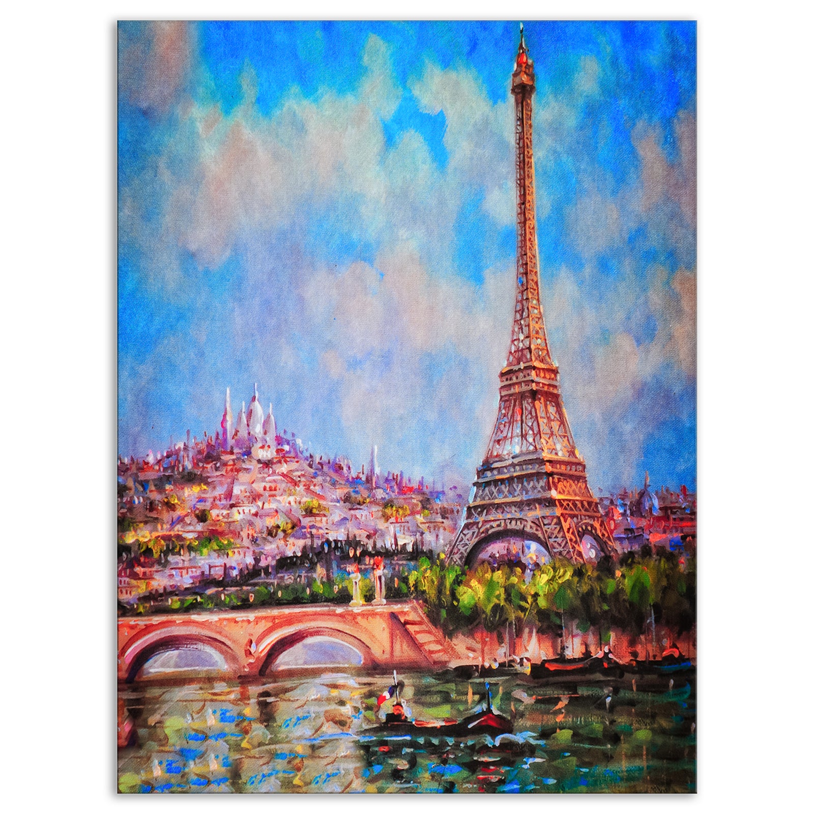 Colorful Eiffel and Sacre Coeur - Photography Canvas Art Print