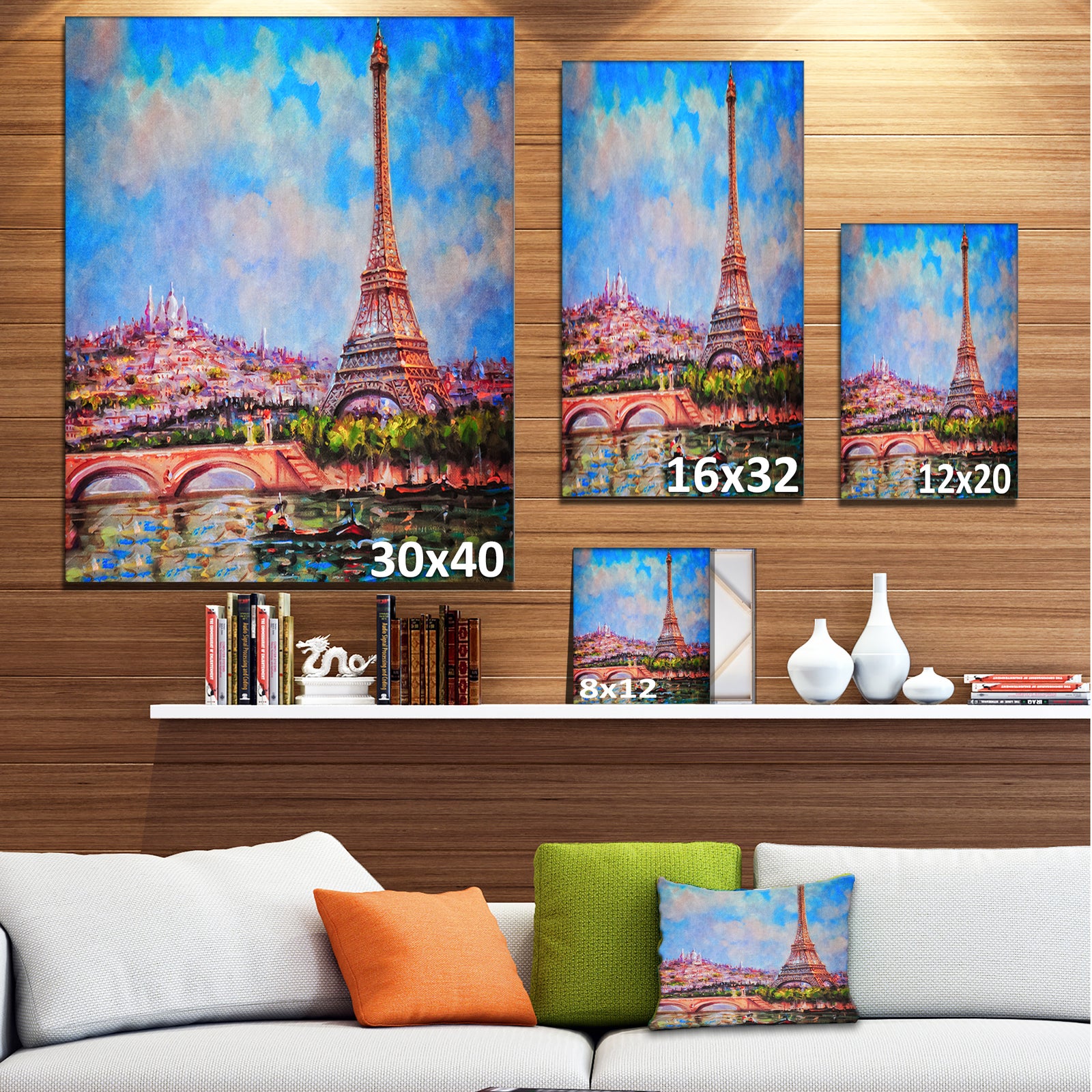 Colorful Eiffel and Sacre Coeur - Photography Canvas Art Print