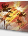 Palm Tree at Sunset Photography Canvas Art Print