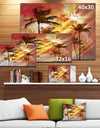 Palm Tree at Sunset Photography Canvas Art Print