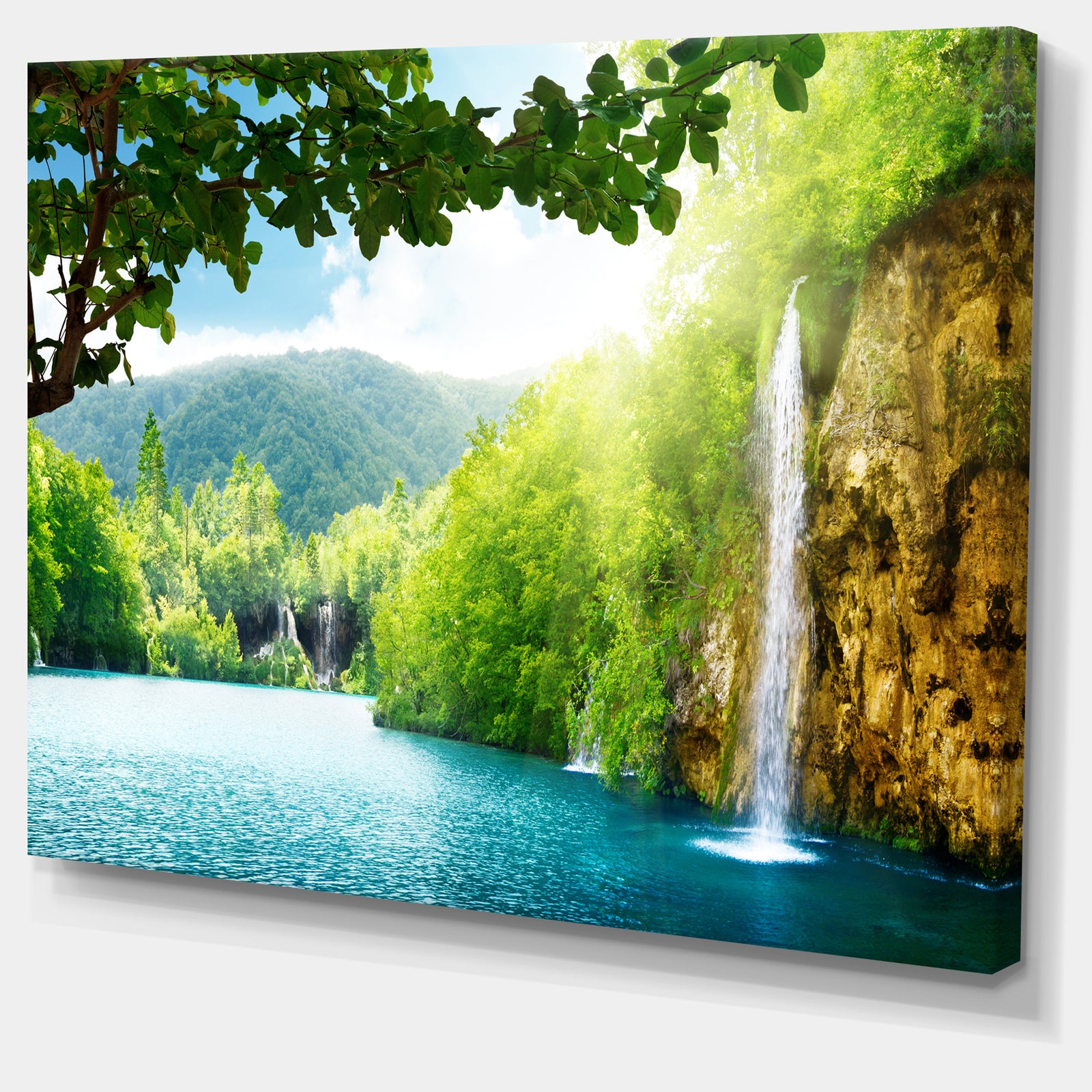 Waterfall in Deep Forest - Landscape Photography Canvas Print